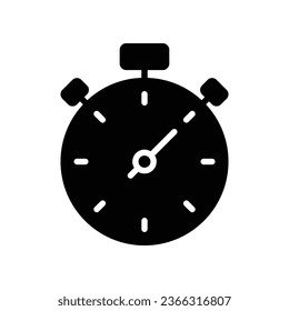 Timer, stopwatch, sport icon. countdown measurement. Second and minute counting. Glyph style, solid pictogram logo for app and website. Vector illustration. Design on white background EPS 10