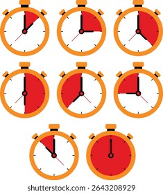 Timer and Stopwatch Vector theme Minimalist vector icons of timers and stopwatches, perfect for time-tracking and productivity designs.