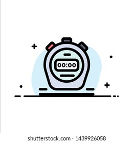 Timer, Stopwatch, Watch,  Business Flat Line Filled Icon Vector Banner Template