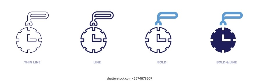 Timer for study icon in 4 different styles. Thin Line, Line, Bold, and Bold Line. Duotone style. Editable stroke.