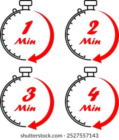 Conjunto de símbolos de temporizador, icono de cronómetro, símbolo de cronómetro con Elementos de diseño blancos y rojos sobre fondo transparente, conjunto de iconos de Vector