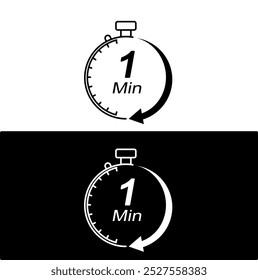 timer symbol, stopwatch icon, stopwatch symbol with white and black design elements on transparent background, vector icon. part 1