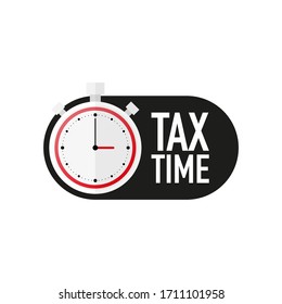 Timer with TAX TIME text countdown vector illustration template on white background. Vector illustration.