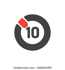 Timer ten second icon in flat style about camera, use for website mobile app presentation