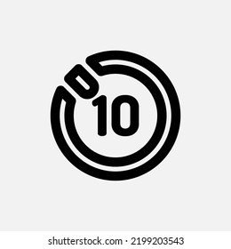 Timer ten second icon in line style about camera, use for website mobile app presentation