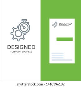 Timer, Time, Gear, Setting, Watch Grey Logo Design and Business Card Template