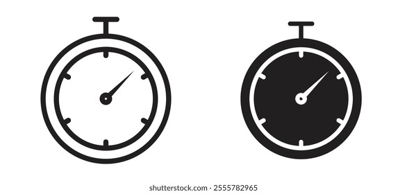 Timer vector icon set in black color.