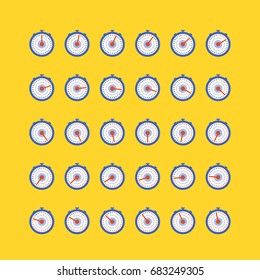 Timer vector icon set in flat style