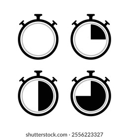 Timer vector icons. countdown timer and stopwatch symbol flat. sport clock. stopwatch signs. game clock icon set