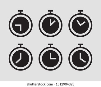 Timer vector. Stopwatch icons set. Clock silhouette isolated.