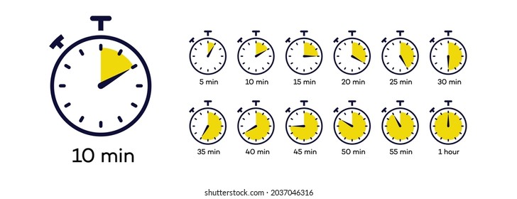 Timer vector symbol set isolated on white background. Clock, stopwatch, cooking time label. EPS 10