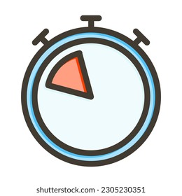 Timer Vector Thick Line Filled Colors Icon Design