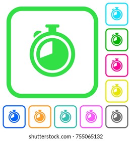 Timer vivid colored flat icons in curved borders on white background