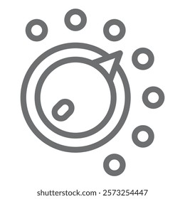 Timer wheel button line icon, laundry service concept. Vector graphics. Washing mode selection, washer button sign on white background, outline style icon for mobile or web design