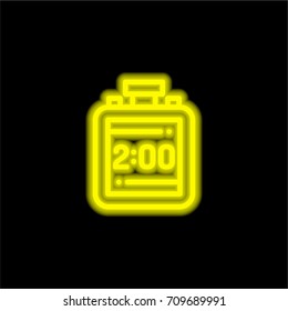 Timer yellow glowing neon ui ux icon. Glowing sign logo vector