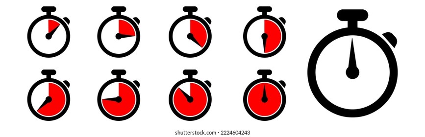 Timer,clock,stopwatch isolated set icons with different time