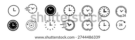 Timers clock icon set. Stopwatch symbol. countdown Timer vector illustration