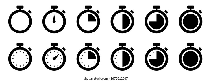 Timers icon set. Countdown timer symbol. Timer. Stopwatch collection - stock vector.