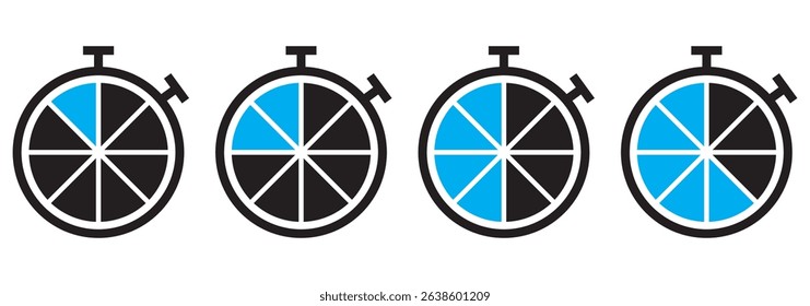 Timers icon set. Countdown timer symbol. Timer. Stopwatch collection - stock vector.