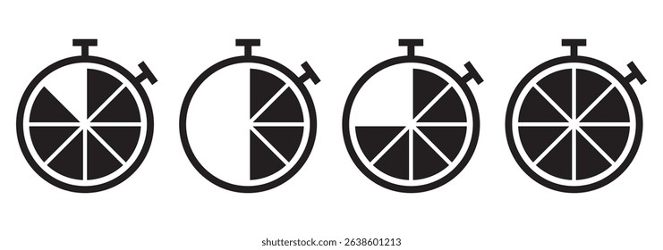 Timers icon set. Countdown timer symbol. Timer. Stopwatch collection - stock vector.
