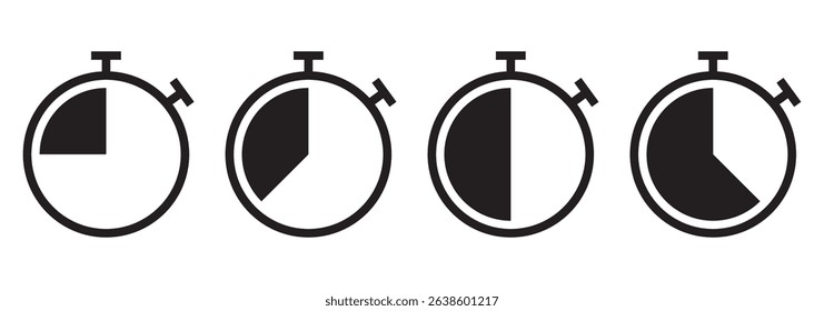 Timers icon set. Countdown timer symbol. Timer. Stopwatch collection - stock vector.