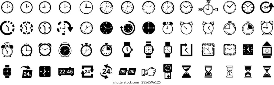 Timers icon set on transparent background. Stopwatch symbol. Time and clock, timer line icons. Vector illustration