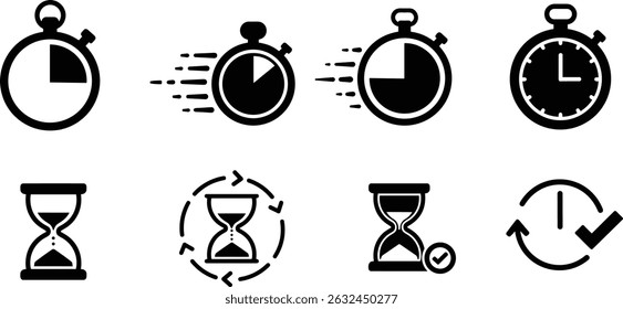 Timers icon set on transparent background. Stopwatch symbol. countdown Timer vector