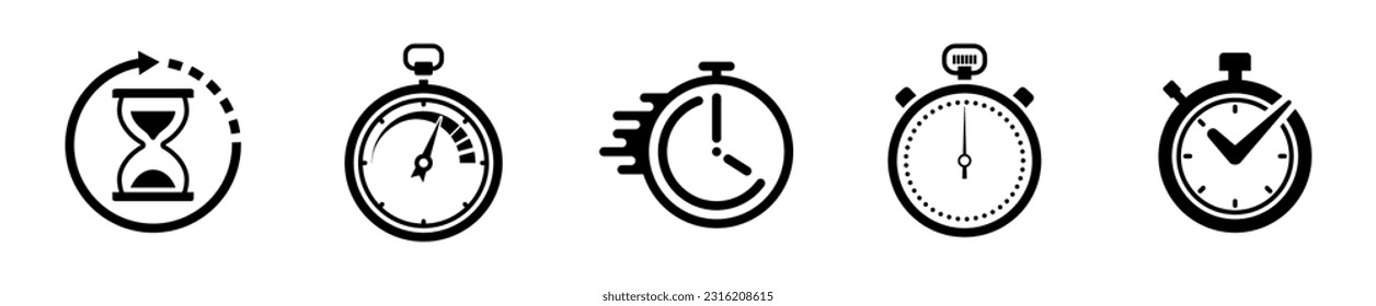 Timers icon set. Stopwatch symbol. countdown Timer.