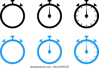 Timers icon set. Time clock sign collection. Time and Clock symbol. Clocks icons
