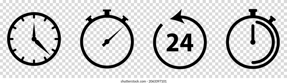 Timers icons on transparent background. Vector set 
