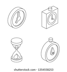 Timers line icons set 3d vector icon isometric lines color minimalism illustrate