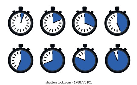 Timers set on white backdrop. Web timer icon. Modern vector design elements set. Countdown 