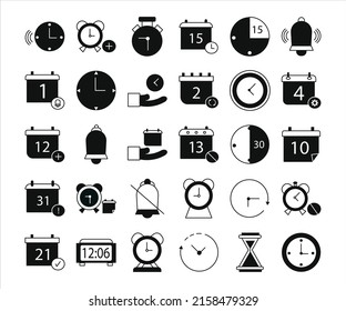 times and calendar outline set 