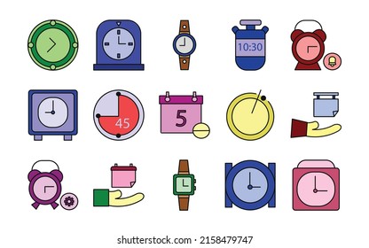 times and calendar set vector type icon