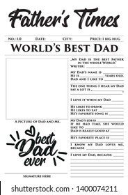 Father’s Times - Father's Day gift, memories, quick, easy, wonderful, touching gift. Print the template, that kids can fill in all the details about their mom.