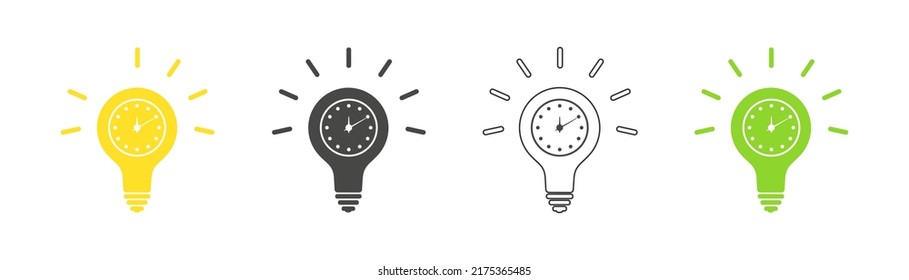 Times icon in light bulb set. Vector.