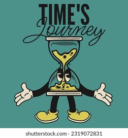 Time's Journey With Hourglass Groovy Character Design