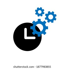 Icono de configuración de horarios, perfecto para campañas web, aplicaciones, medios y más. Ilustración del vector
 los pasos 10 que se pueden editar y cambiar de color.