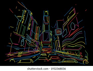 Times Square New York City abstract vector illustration