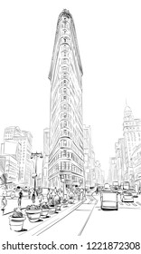 Times square. New York. USA. Hand drawn city sketch. Vector illustration.