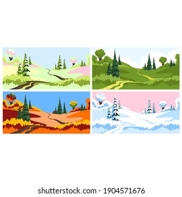 times of the year. seasons. vector set of illustrations with the seasons of the year