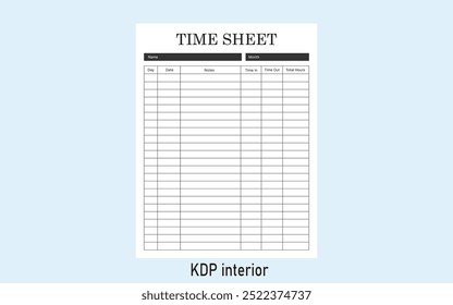 Timesheet book Kdp Interior Template