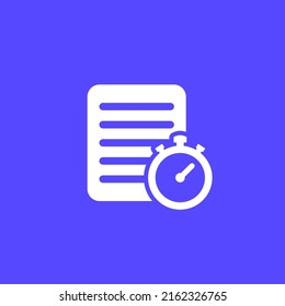 Timesheet Icon, Document And Stopwatch Vector