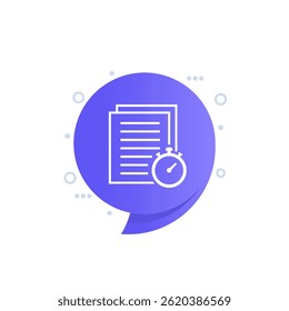 timesheet icon, document and stopwatch vector design