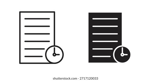 Timesheet icon silhouette vector designs. Editable Strokes