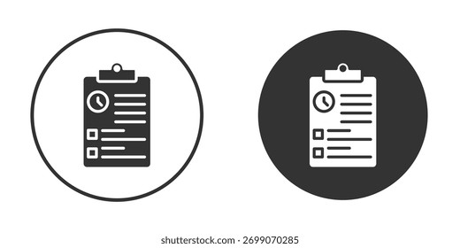 Timesheet icons collection. Filled flat icons
