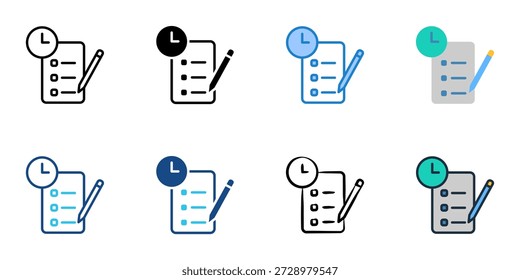 Los iconos del parte de horas establecen la colección de varios estilos. Trazo editable 
