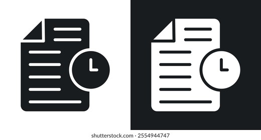 Timesheet icons in solid black and white colors