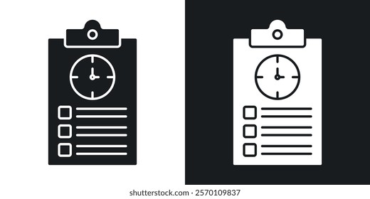 Timesheet icons in solid black and white colors