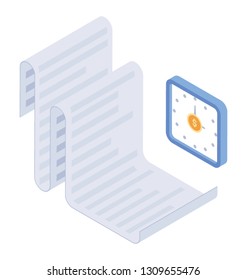 Timesheet Isometric Vector, Timetable